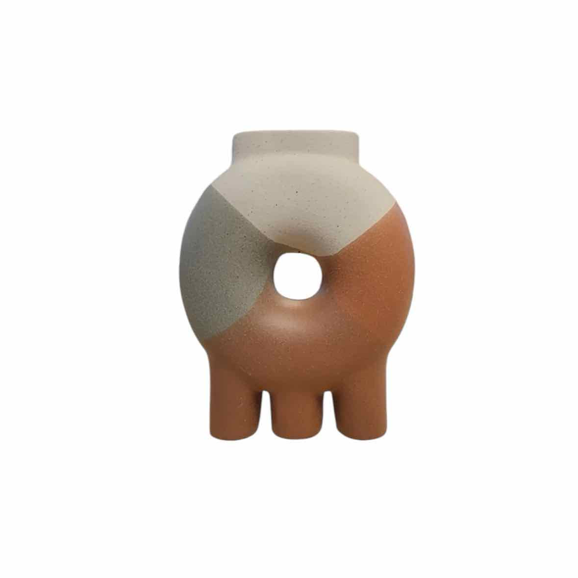 Matte Mauve & Gray Ceramic Doughnut Vase