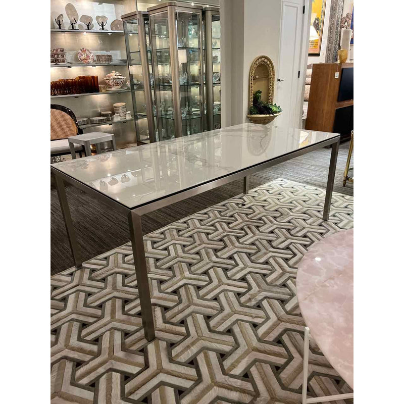 Room & Board Glass and Chrome Faux Marble Dining Table