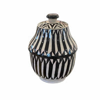 Moroccan Prism Pattern Glazed Ceramic Urn