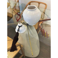 Moroccan White Terracotta Urn w/ Tassel