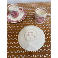 Set of Six Cups and Saucers Demi Tasse, Harvard Tercentenary