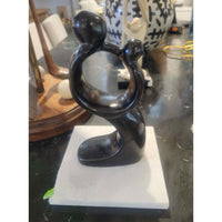 Mother & Son Sculpture on White Marble Base