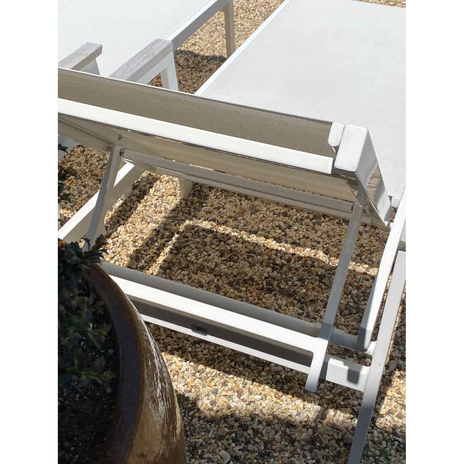 Pair of White/Teak Gloster Lounges-Outdoor