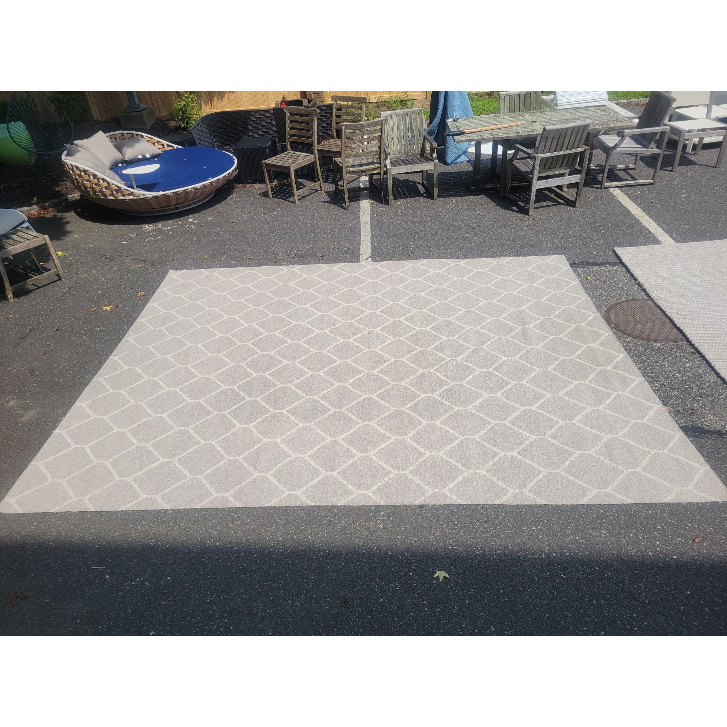 9x12 Oatmeal Honeycomb Cotton/Wool Flatweave Rug by Ben Soleimani for RH - AS IS