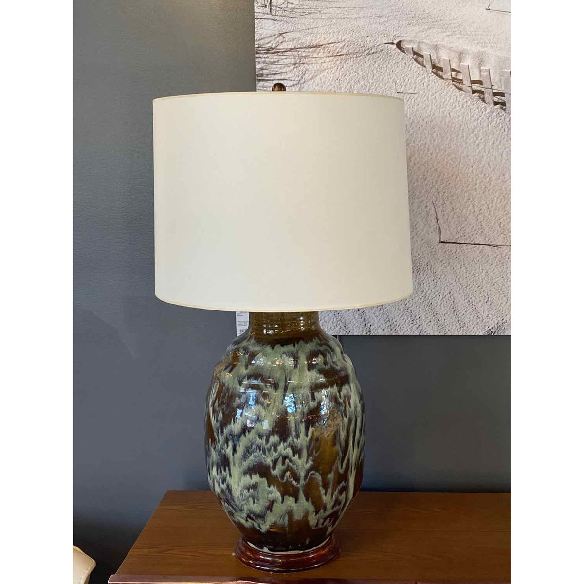 Rare Ceramic Vase with/ Flint Enamel Glaze Lamp - colletteconsignment.com