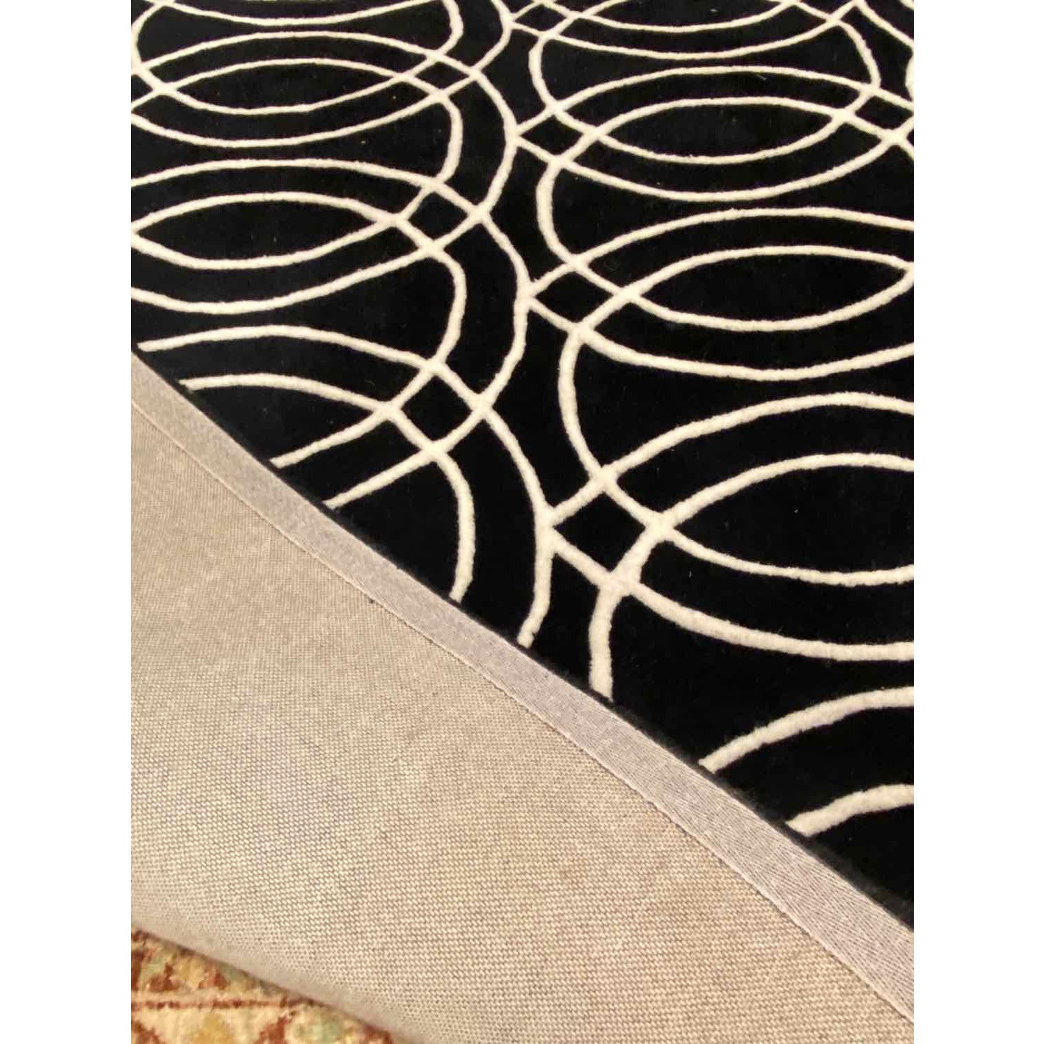 Black w/ White Circles, Wool, Rug - colletteconsignment.com
