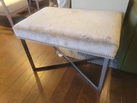 Gray Velvet Jersey Bench w/ Nailhead Trim on Bronzed Metal Base by Vanguard
