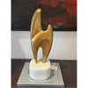 Modern Brass Sculpture on Black Marble Base