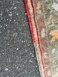 10' x 13.8' Turkish Green & Red Wool Rug