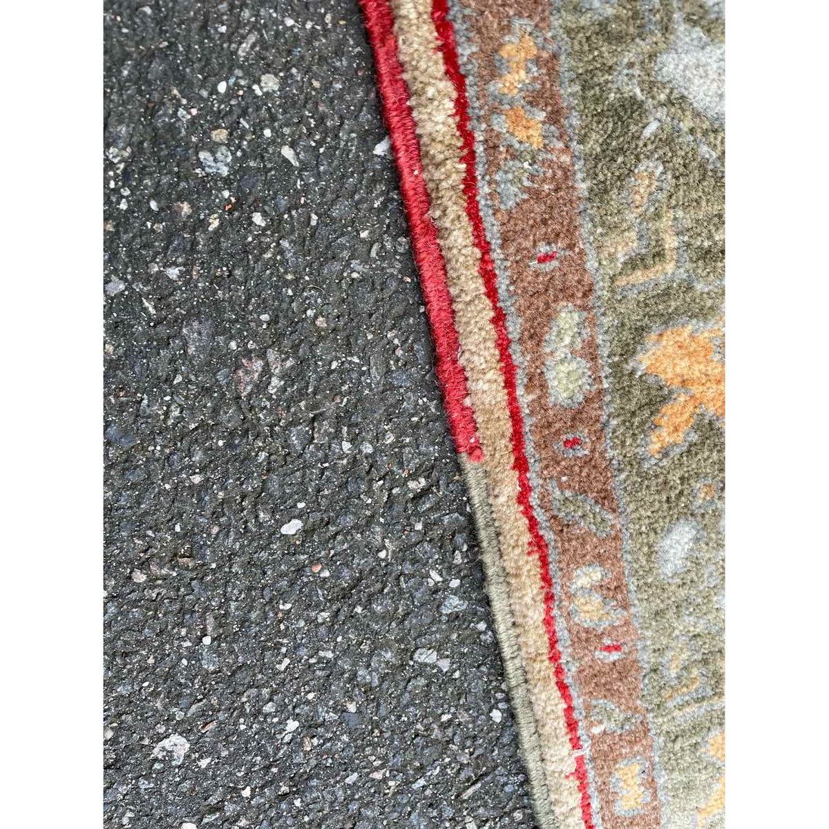 10' x 13.8' Turkish Green & Red Wool Rug