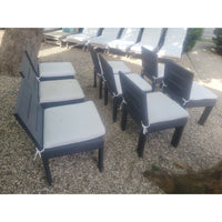 SET of 8 Brushed Aluminum Marbella Dining Chairs w/ Seats by RH (AS IS)