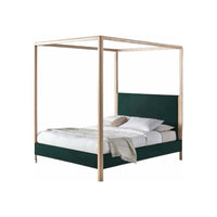 Performance Velvet Emerald Canopy Bed - 66"Wx87"Dx84"H