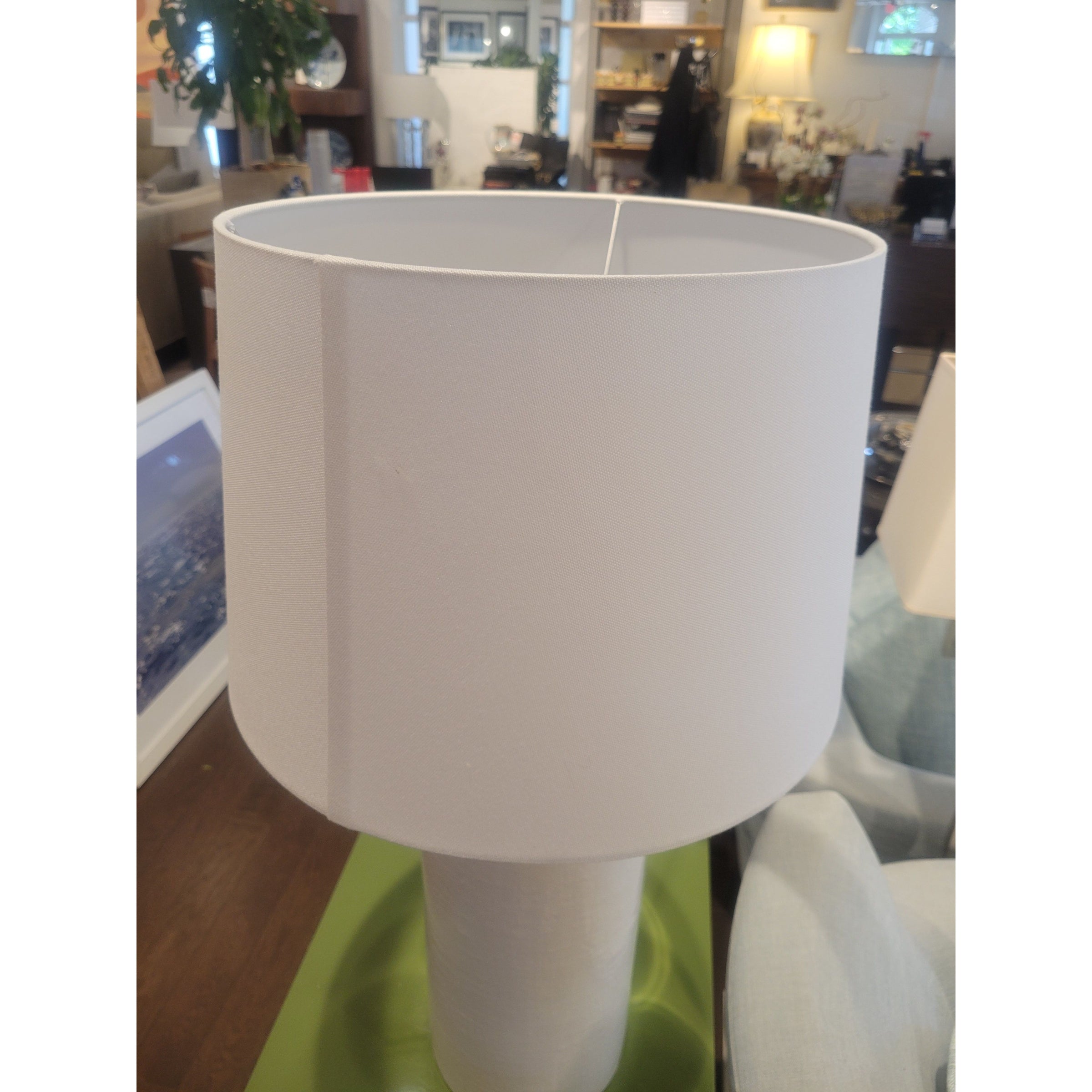 White Textured Ceramic Table Lamp w/ Shade (AS IS)
