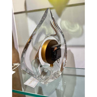 Daum Large Teardrop Crystal Clock, Signed Daum, 10"L x 4"W x 11.5"H
