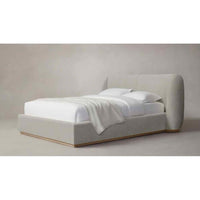 King-Sized Dove Performance Textured Tweed Bed on Oak Base