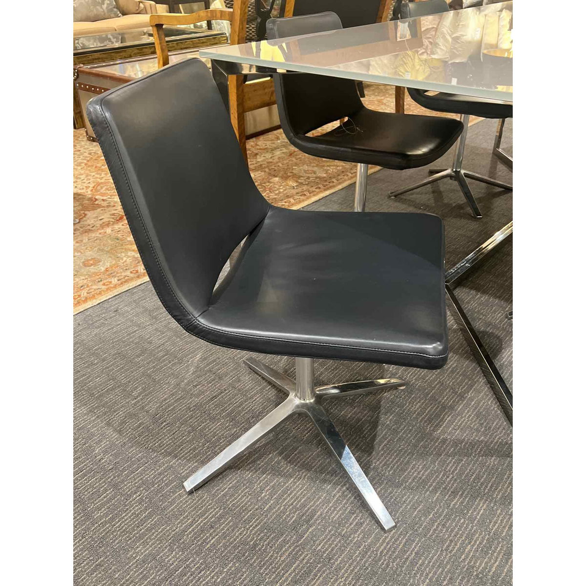 B&B Italia Set of 6 Black Leather Dining Chairs