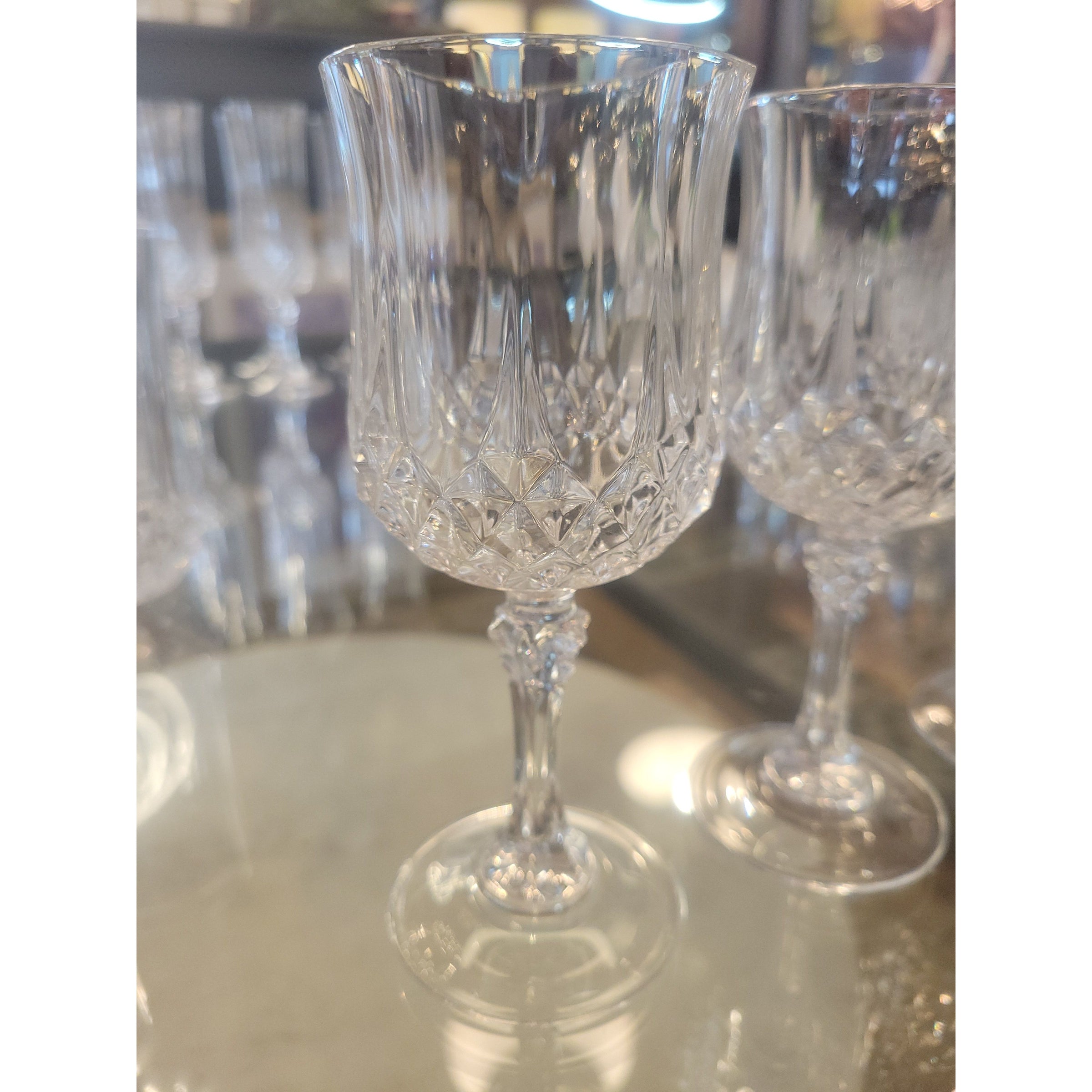 Set of 3 White Wine Glasses by Cristal D'Arques Durand