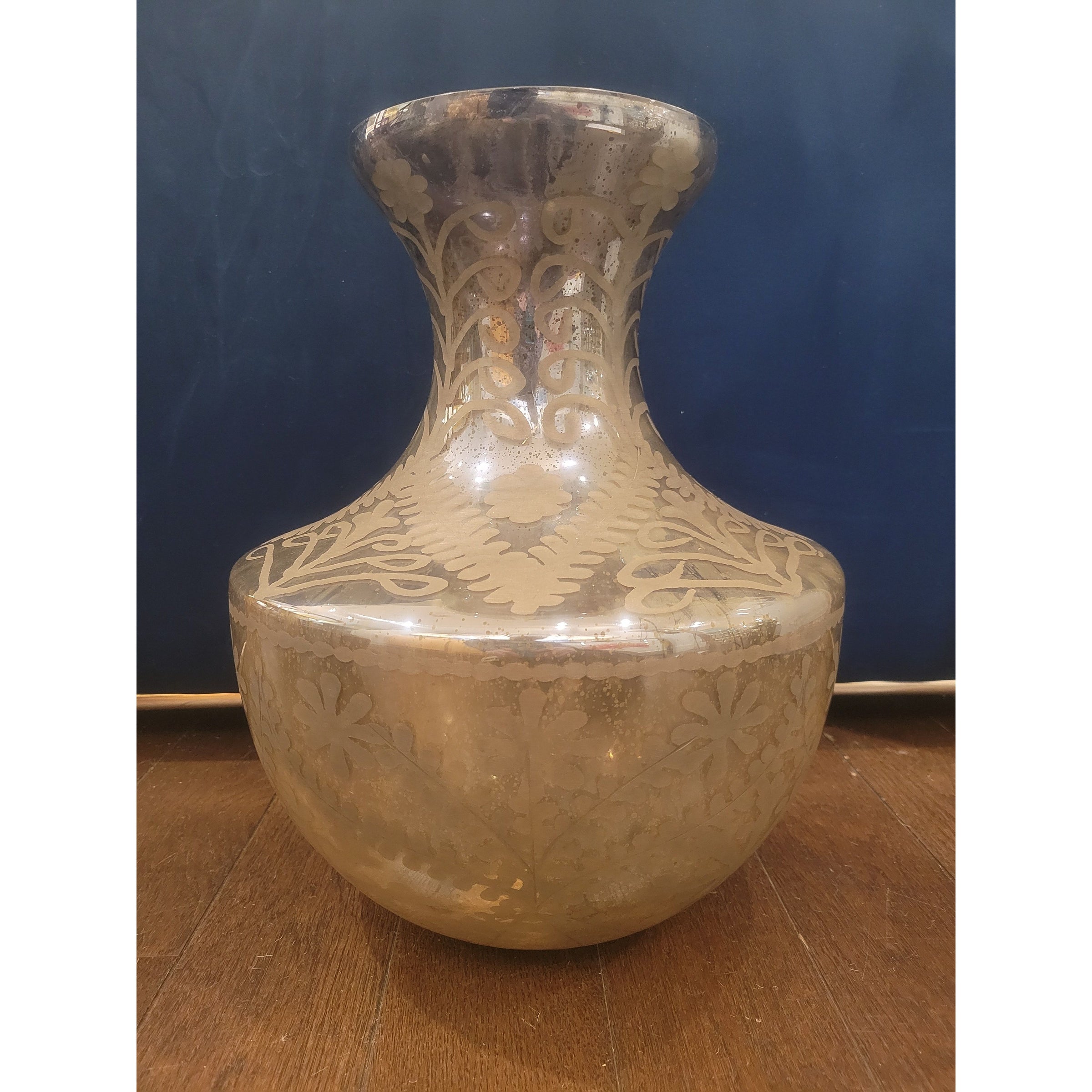 Vintage Etched Mercury Glass Vase