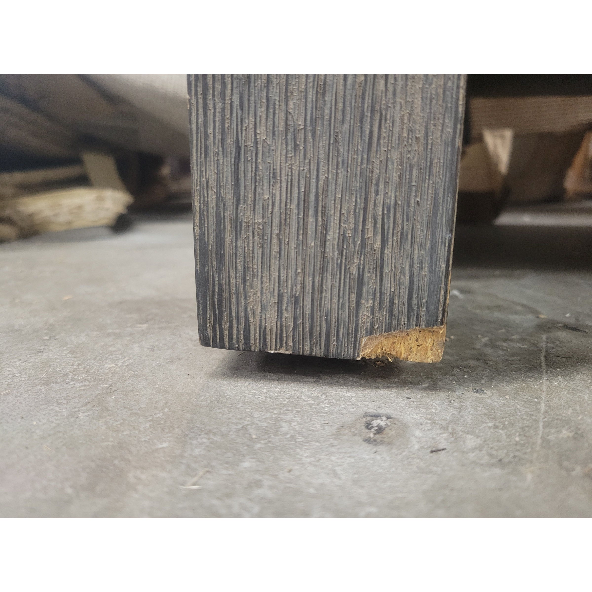 Dark Gray Side Table w/ Drawer, Lower Shelf, Black Leather Top - AS IS