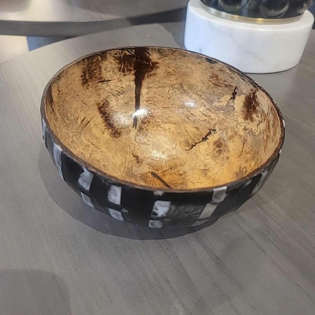 Black Mother of Pearl Inlay Coconut Bowl