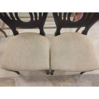 SET of 6 Italian Ebony Chairs w/ Fabric Seats by Costantini Pietro - colletteconsignment.com
