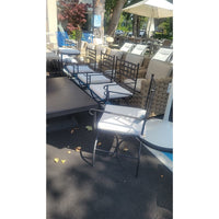 SET of 6 'Felix' Dark Gray Metal Dining Chairs w/ Ivory Cushions by Made Goods