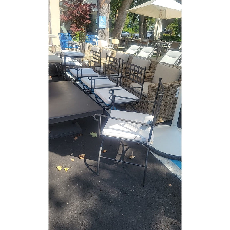 SET of 6 'Felix' Dark Gray Metal Dining Chairs w/ Ivory Cushions by Made Goods