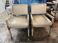 SET of 10 Leather & Brass Dining Chairs by Antoine Proulx for Dennis Miller
