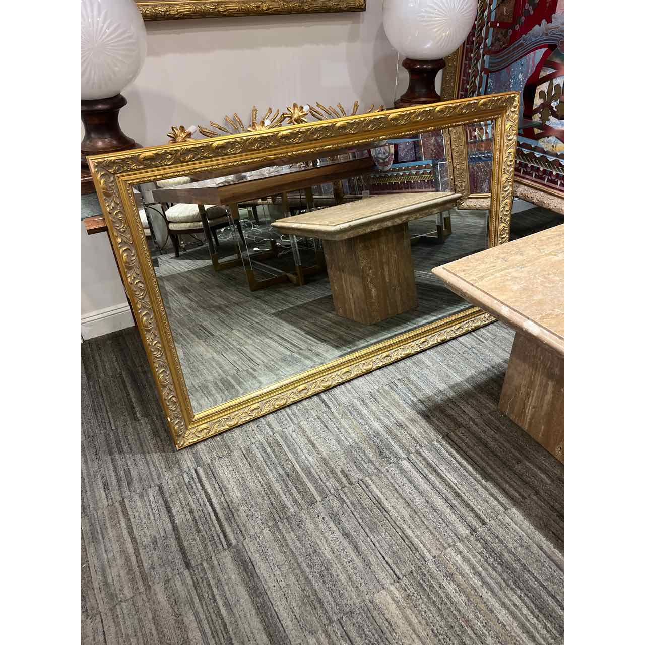 Large Gold Rim Wood Frame Mirror