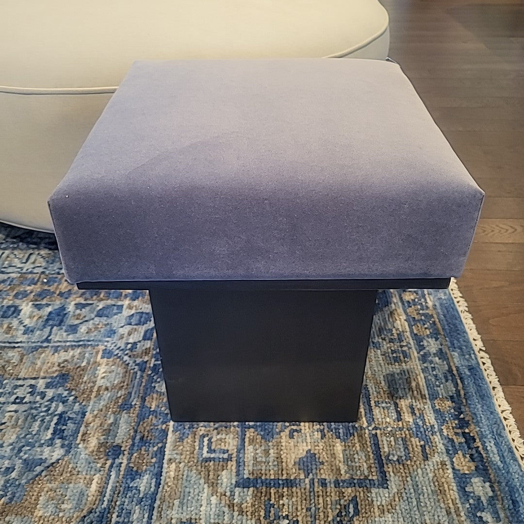 Mulberry Ottoman in Slate Performance Velvet w/ Charcoal Ash Finish