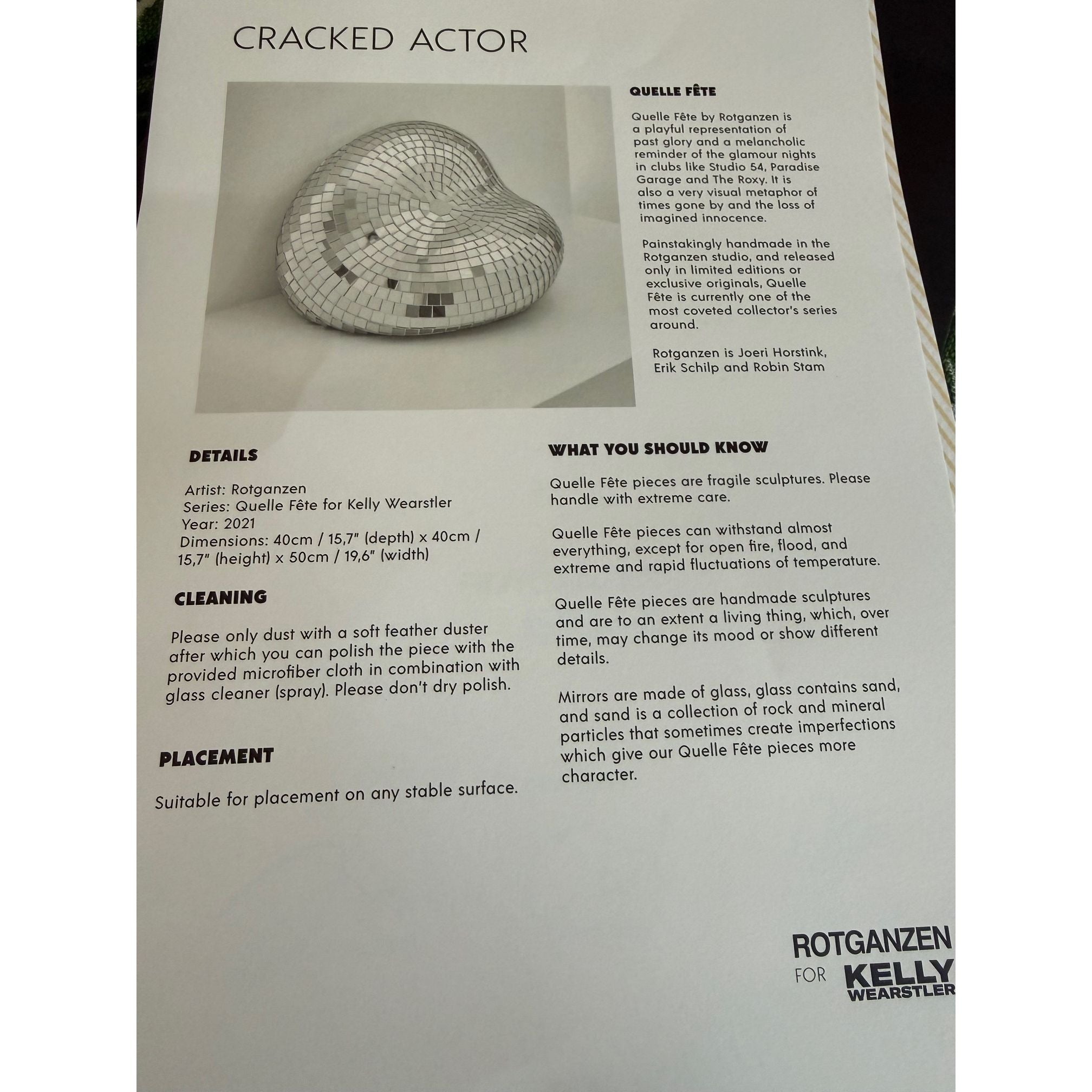 'Quelle Fete Cracked Actor' Sculpture by Rotganzen for Kelly Wearstler L.E. 7/10