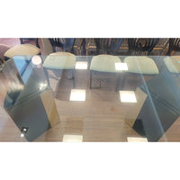 8-ft Glass Top Dining Table on Art Deco Black Lacquer Wedge Legs