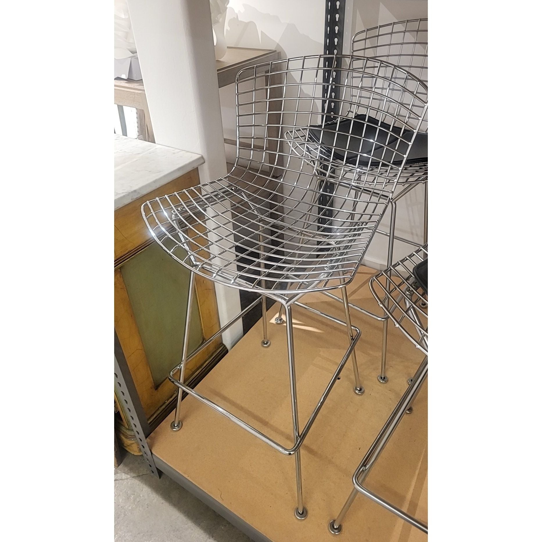 Authentic Polished Chrome Bertoia Bar Stool by Knoll