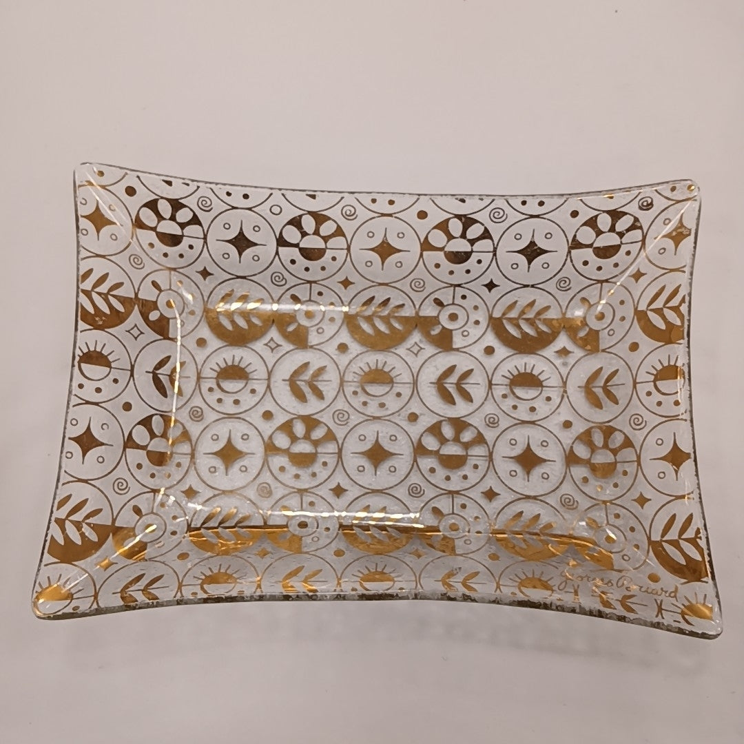 Georges Briard Gold Glass Flat Edge Square Platter