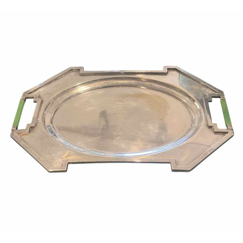 Sheets & Rockford Art Deco Silverplate Rectangular Tray w/Catalin Handles, - colletteconsignment.com