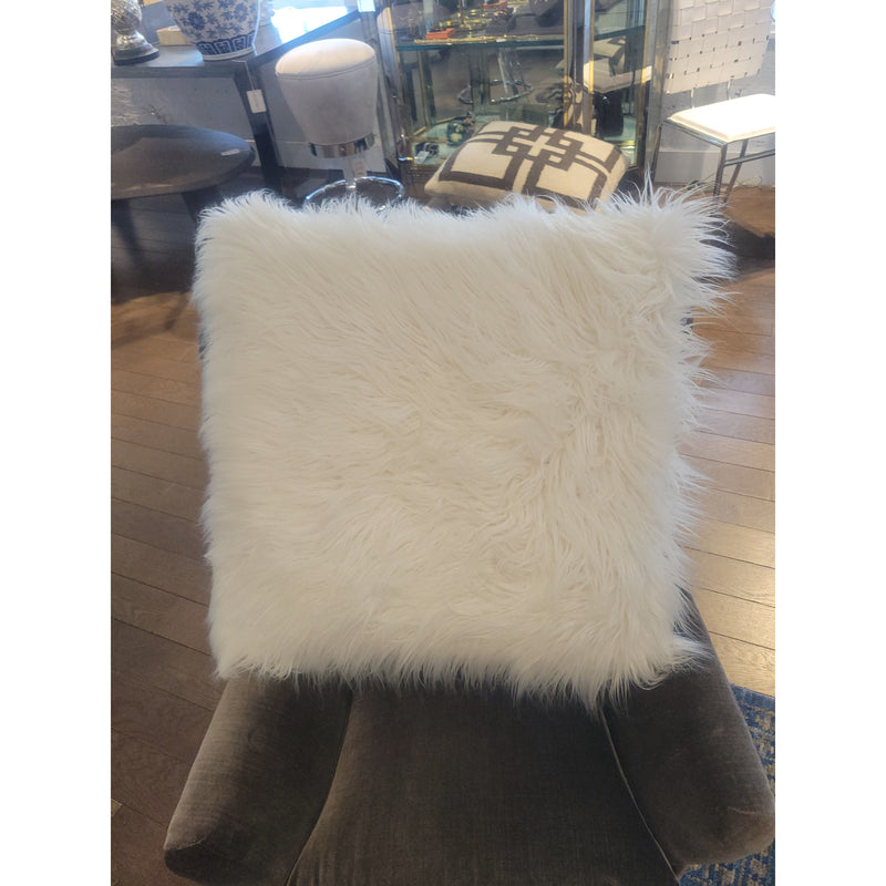 PAIR of White Faux Fur Pillows