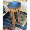 Carved Palm Frond Wood Side Table