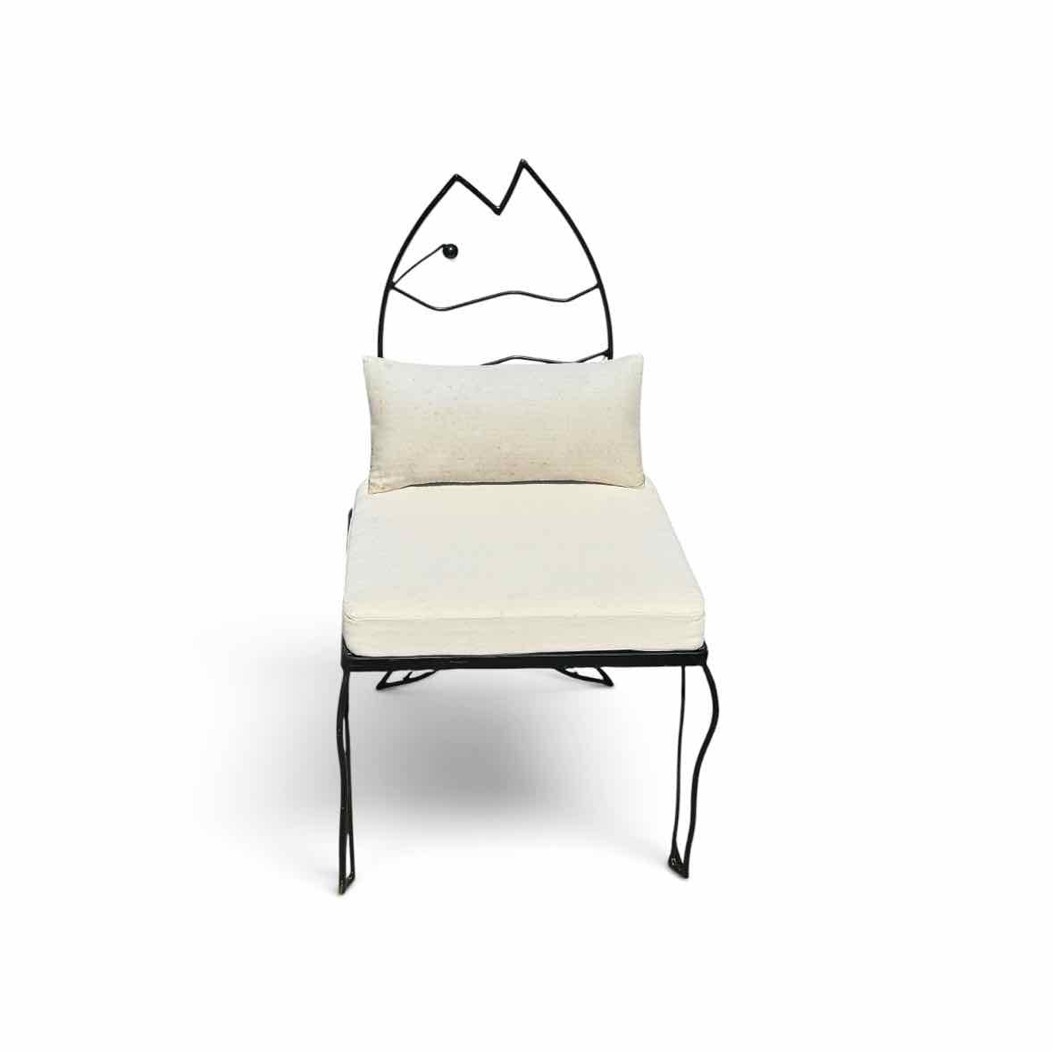 SET of 4 Custom European Black Iron Sculptural Fish Side Chairs (AS IS)