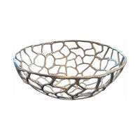 Brutalist Style White  Metal Bowl, 20"Dx8.5"H