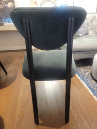Custom Dark Green Performance Velvet Chairs w/ Black Steel Legs