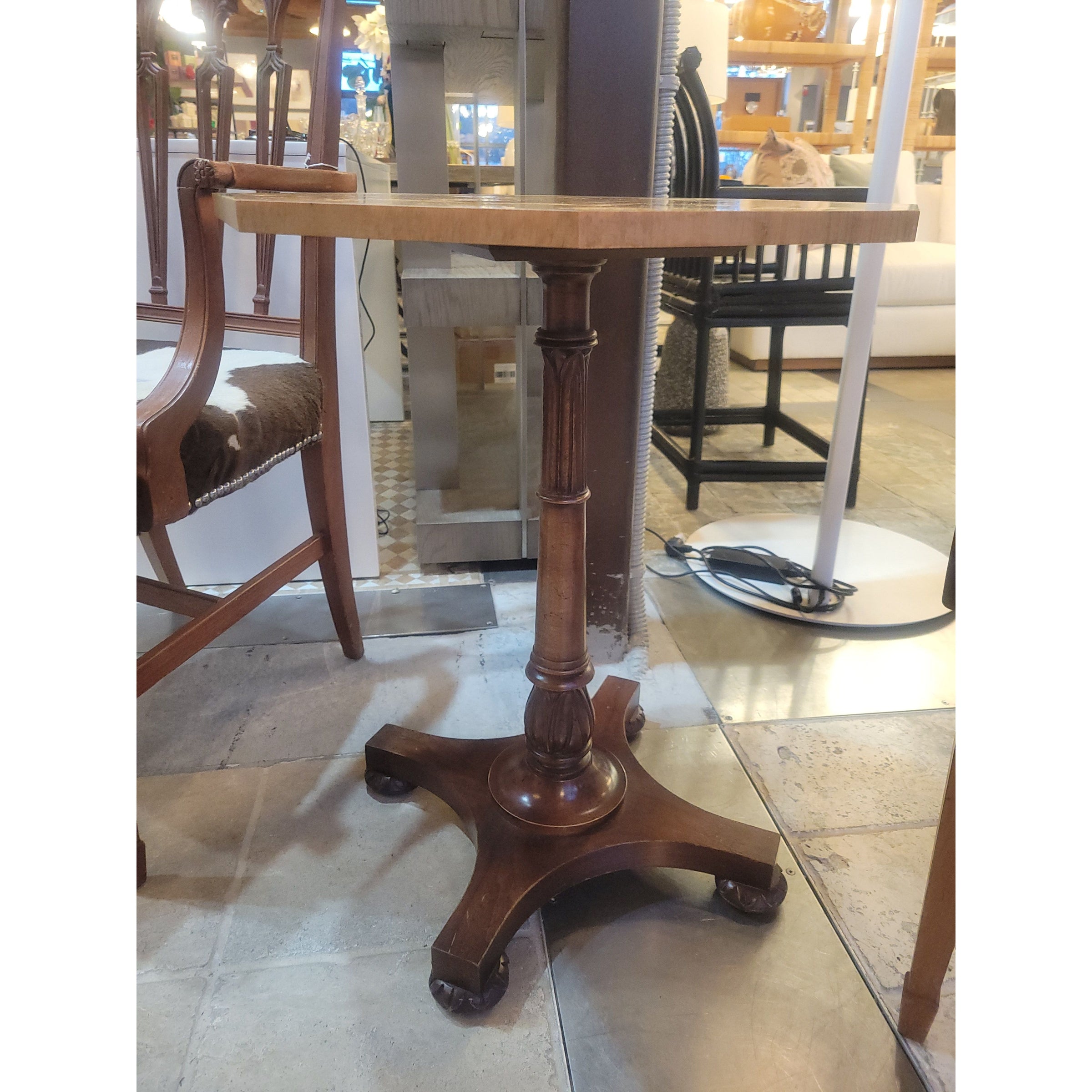 Octagonal Parquetry Side Table by Baker (As Is)