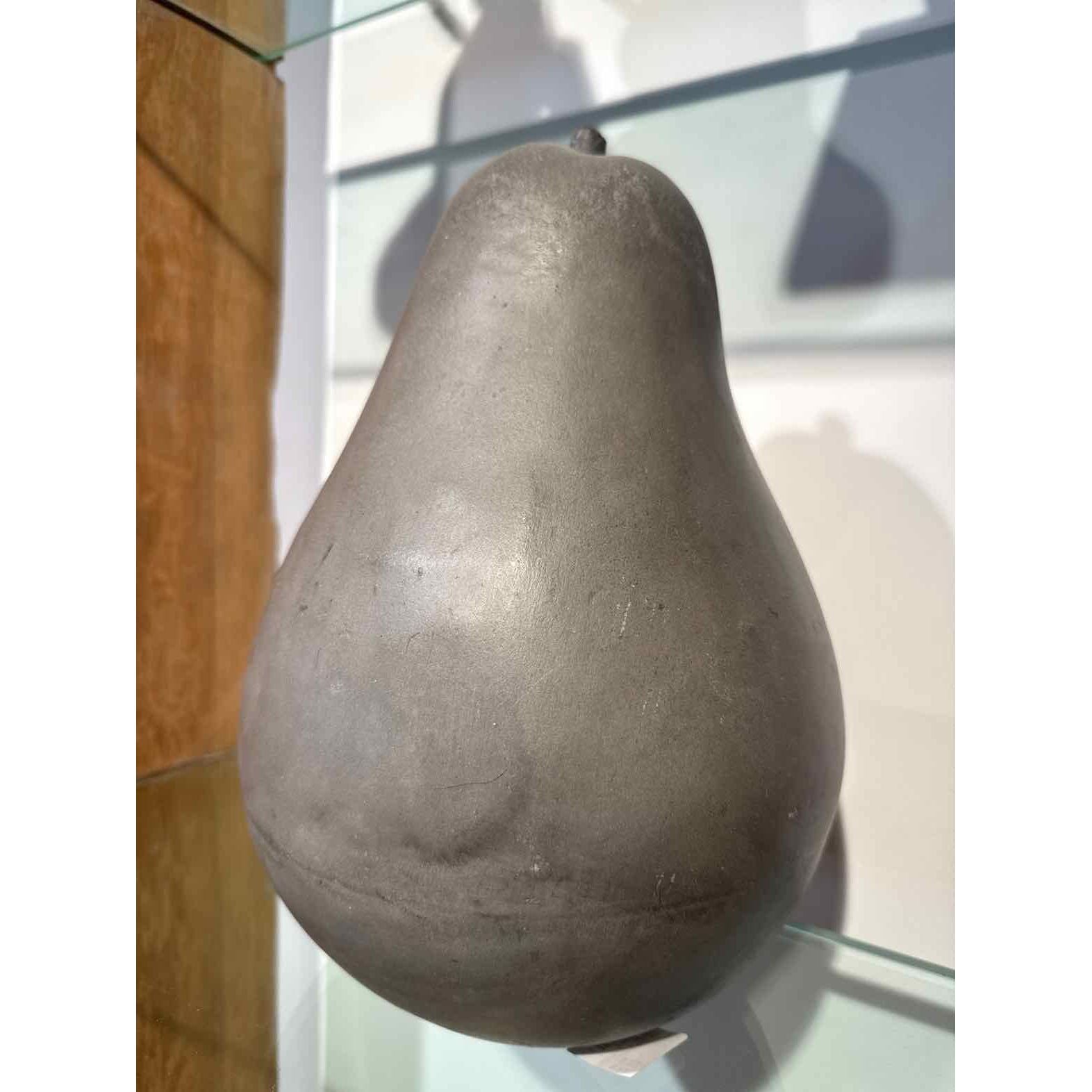 Large Grey Ceramic Pear, 8"Dia x 12"H