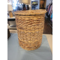 Tall Seagrass Wicker Basket w/ Lid - colletteconsignment.com