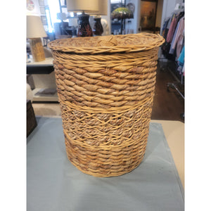 Tall Seagrass Wicker Basket w/ Lid