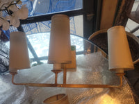 PAIR of 3-Light Antiqued Brass Sconces w/ Silk Shades by Nancy Corzine (AS IS)