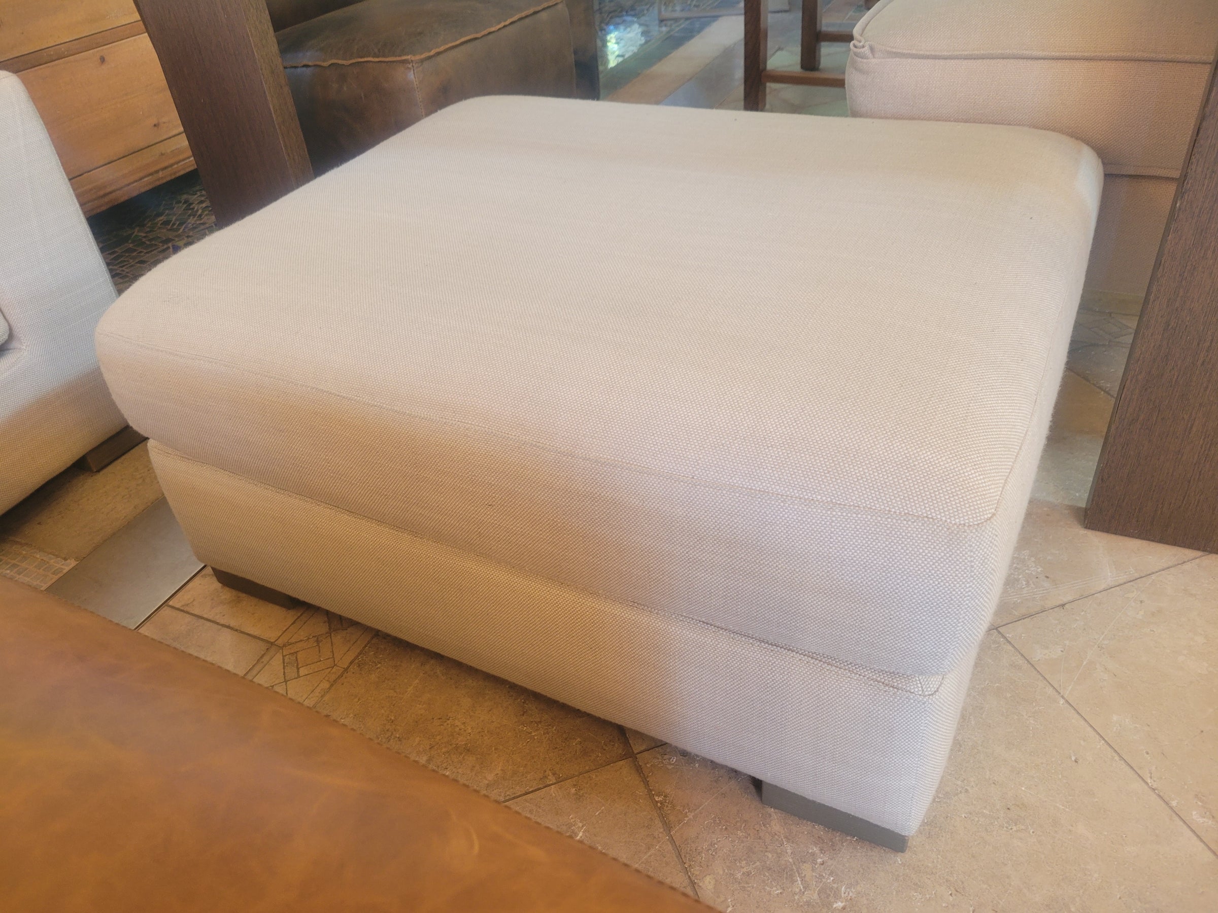 9-ft Belgian Linen Classic Slope Sofa w/ Ottoman by RH