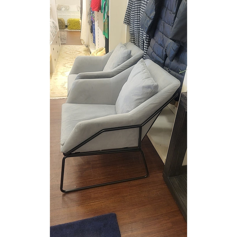 PAIR of Gray Chairs w/ Black Metal Bases