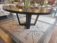 Custom 6-ft Round Black Walnut Dining Table w/ Rift Oak Finish