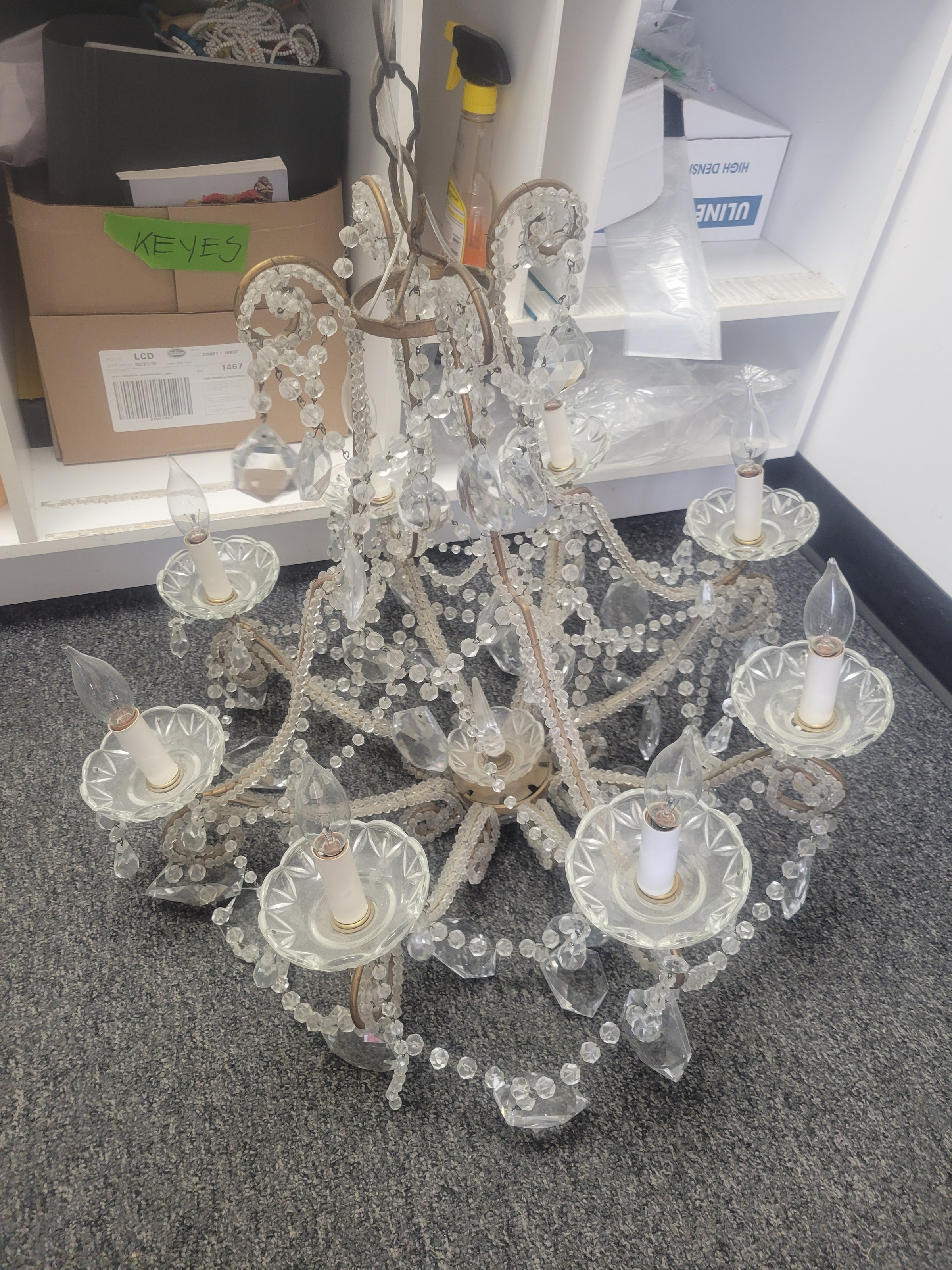 Vintage 8-Light Beaded Crystal Chandelier (AS IS)