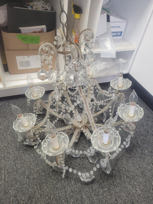 Vintage 8-Light Beaded Crystal Chandelier (AS IS)
